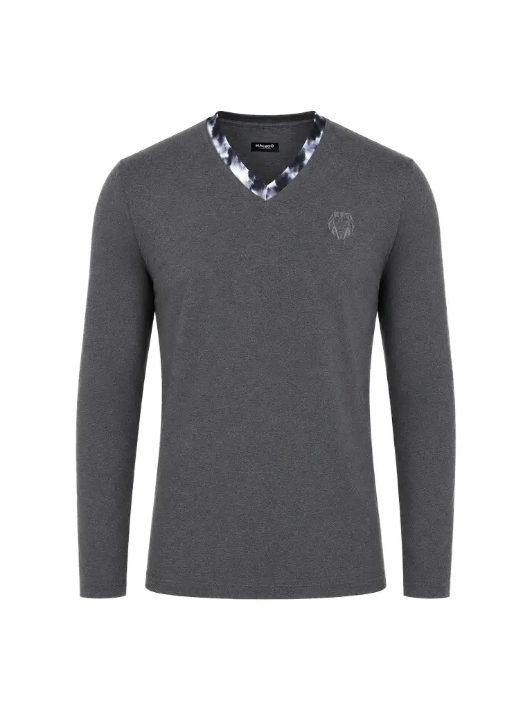 Maceoo Men's Edison V-Neck Long Sleeve Shirt