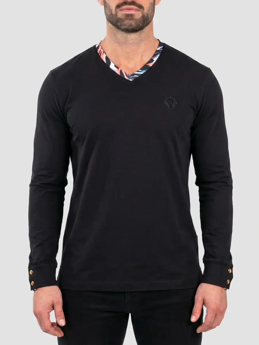Maceoo Men's Edison V-Neck Long Sleeve T-Shirt | Thumbnail 2 Maceoo Men's Edison V-Neck Long Sleeve T-Shirt | Thumbnail 2
