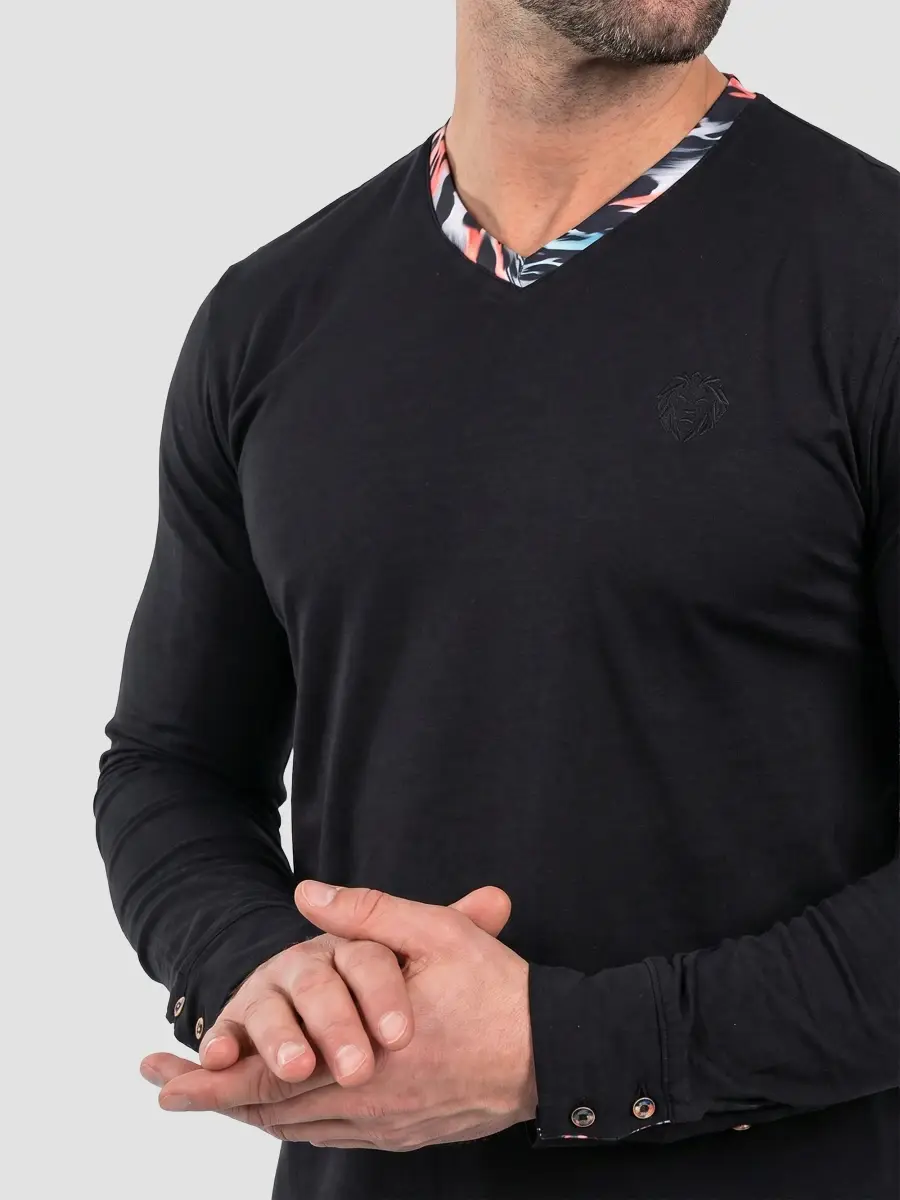 Maceoo Men's Edison V-Neck Long Sleeve T-Shirt | Thumbnail 5 Maceoo Men's Edison V-Neck Long Sleeve T-Shirt | Thumbnail 5