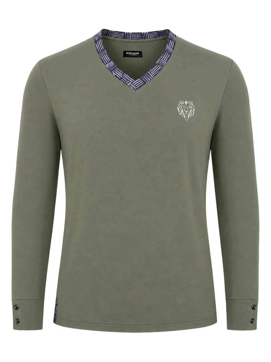Maceoo Men's Edison V-Neck Long Sleeve T-Shirt