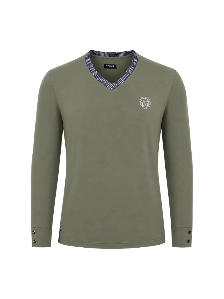 Maceoo Men's Edison V-Neck Long Sleeve T-Shirt