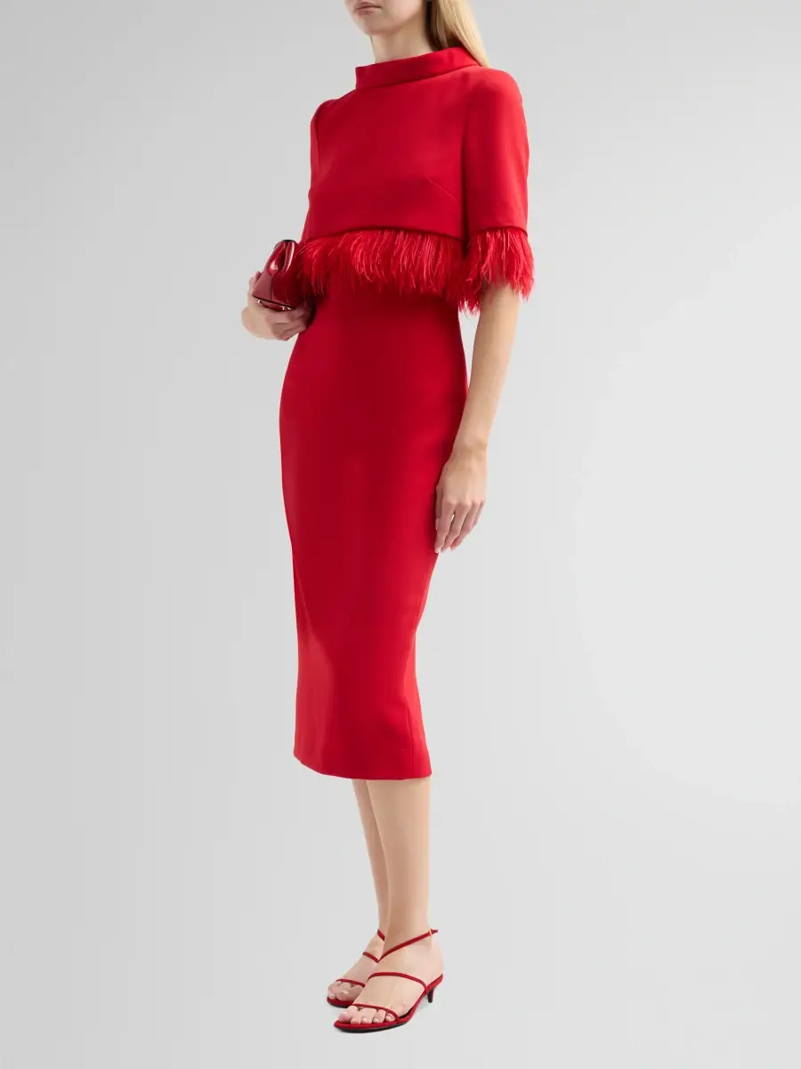 BADGLEY MISCHKA Women's Layered Feather-Trim Cocktail Dress | Thumbnail 4 BADGLEY MISCHKA Women's Layered Feather-Trim Cocktail Dress | Thumbnail 4