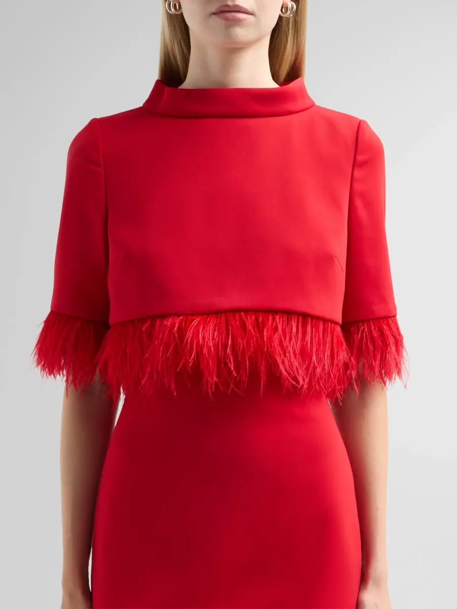 BADGLEY MISCHKA Women's Layered Feather-Trim Cocktail Dress | Thumbnail 5 BADGLEY MISCHKA Women's Layered Feather-Trim Cocktail Dress | Thumbnail 5