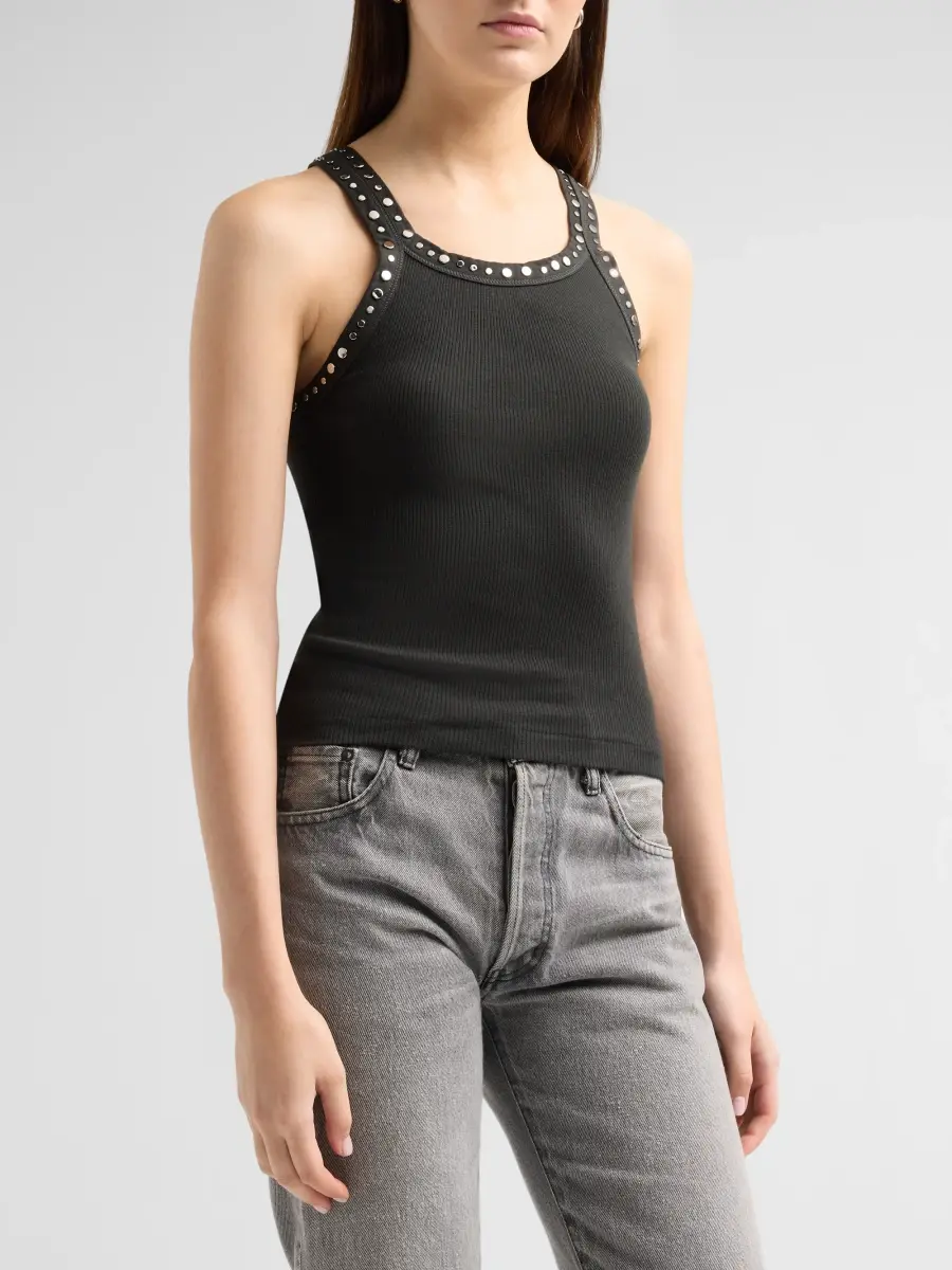 RE/DONE Women's Studded Ribbed Cotton Tank | Thumbnail 4