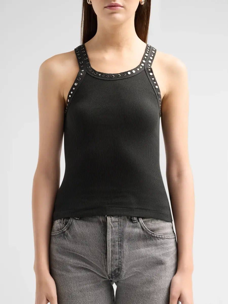 RE/DONE Women's Studded Ribbed Cotton Tank | Thumbnail 5