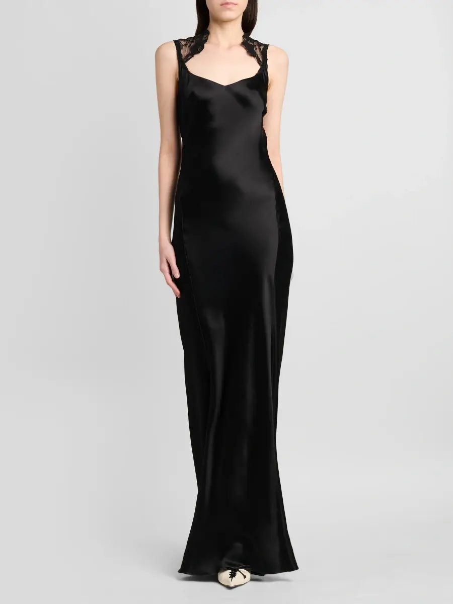 Alexander McQueen Women's Lace-Back Satin Evening Gown | Thumbnail 2 Alexander McQueen Women's Lace-Back Satin Evening Gown | Thumbnail 2