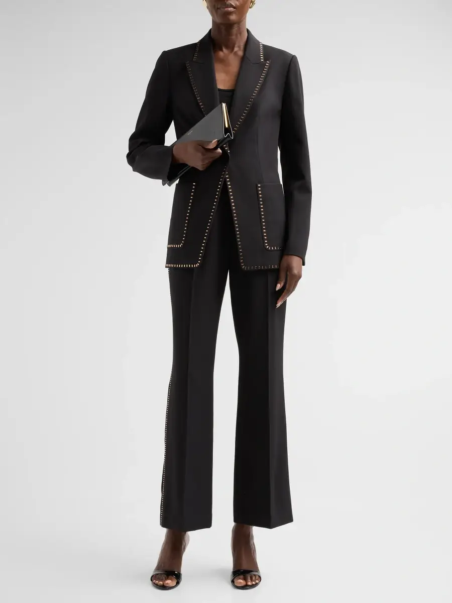 Elie Tahari Women's Margaret Embellished-Trim Trousers | Thumbnail 2