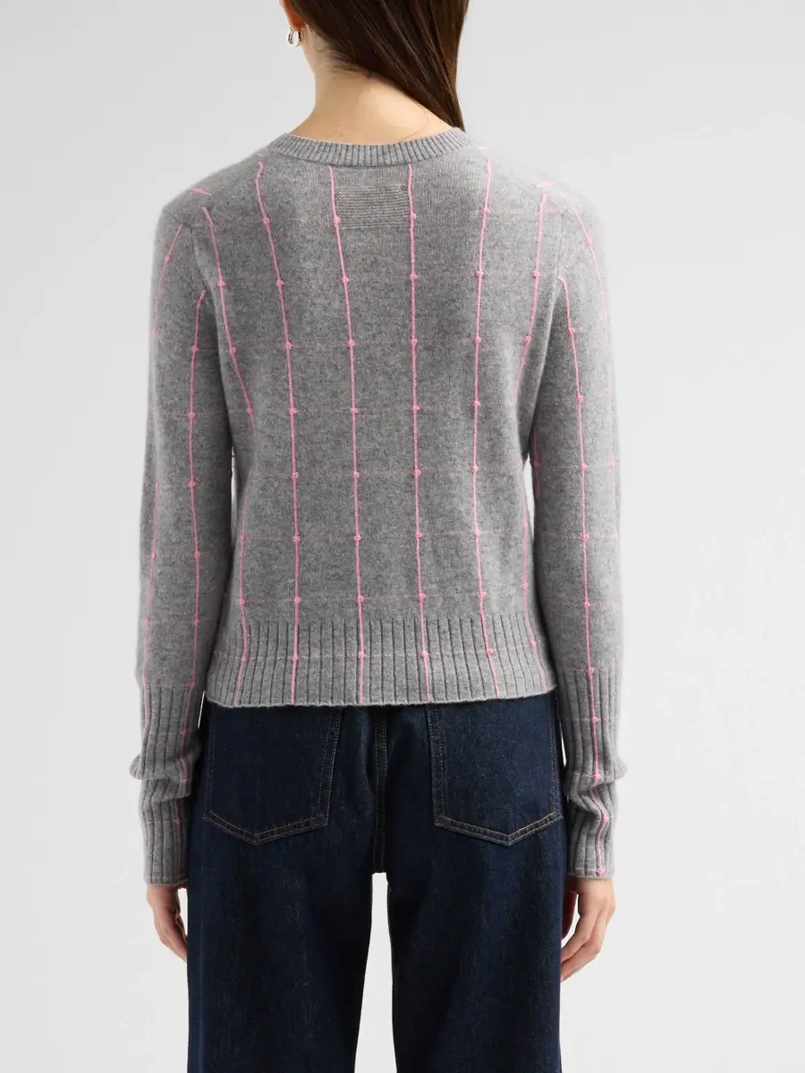 Guest In Residence Women's Shrunken Windowpane Cashmere Crewneck Sweater | Thumbnail 3 Guest In Residence Women's Shrunken Windowpane Cashmere Crewneck Sweater | Thumbnail 3