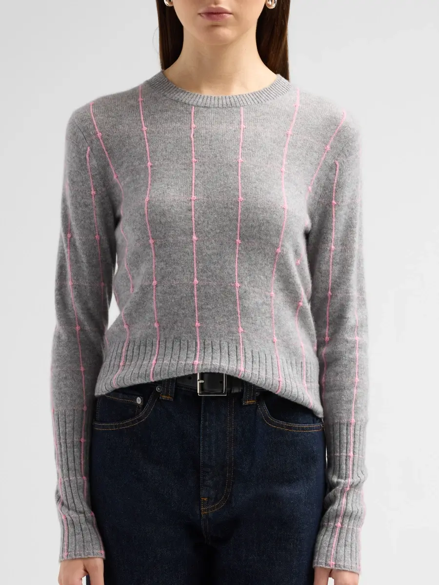 Guest In Residence Women's Shrunken Windowpane Cashmere Crewneck Sweater | Thumbnail 5 Guest In Residence Women's Shrunken Windowpane Cashmere Crewneck Sweater | Thumbnail 5