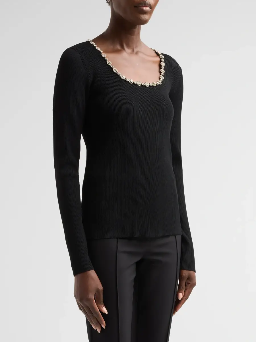 Elie Tahari Women's Isabel Crystal-Trimmed Sweater | Thumbnail 4