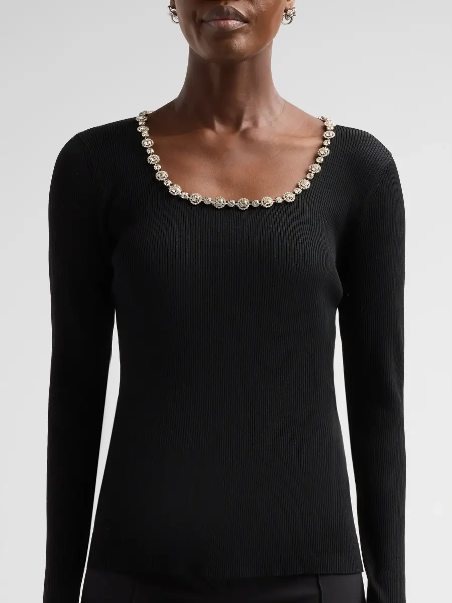 Elie Tahari Women's Isabel Crystal-Trimmed Sweater | Thumbnail 5