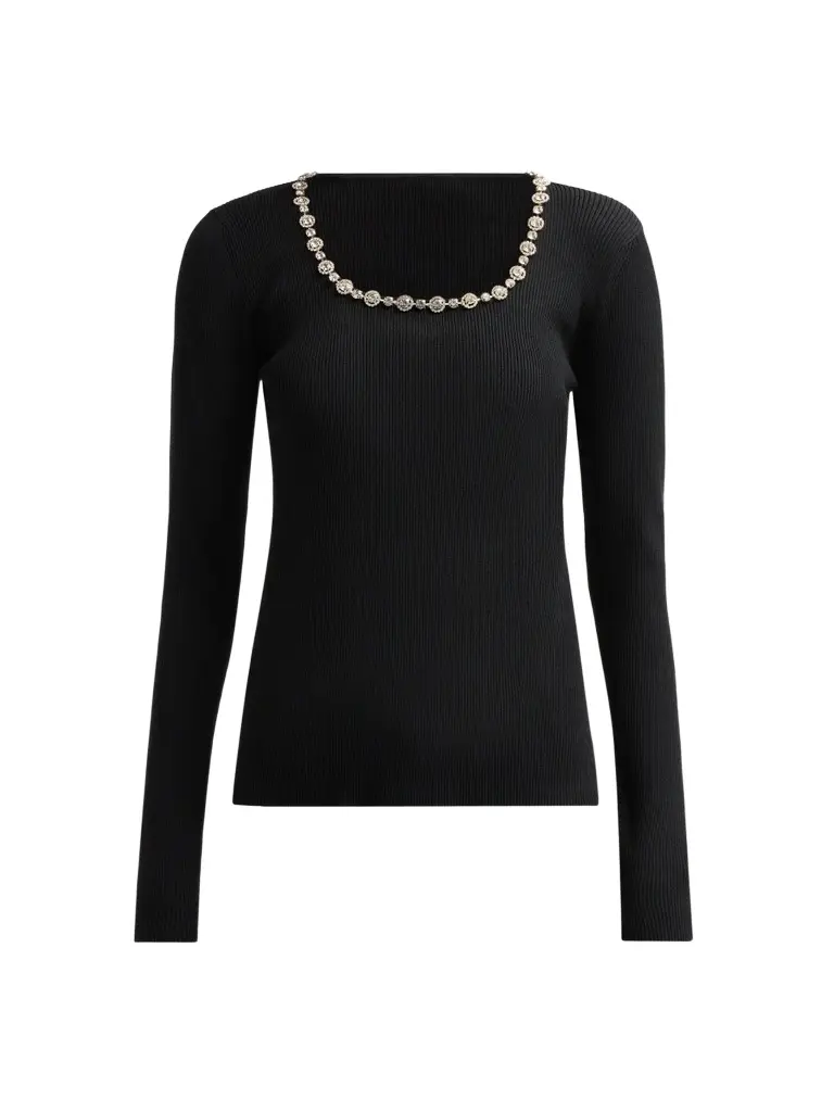 Elie Tahari Women's Isabel Crystal-Trimmed Sweater