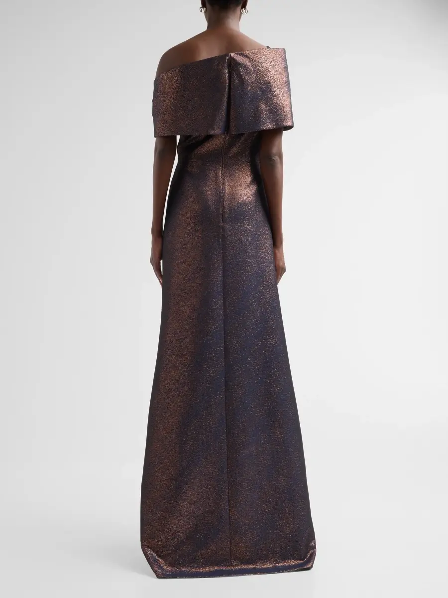 Teri Jon by Rickie Freeman Women's Metallic Jacquard Gown | Thumbnail 3
