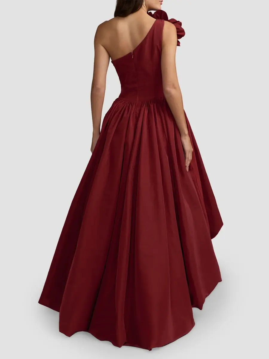Mac Duggal Women's 3D Flower Faille One-Shoulder High-Low Gown | Thumbnail 3 Mac Duggal Women's 3D Flower Faille One-Shoulder High-Low Gown | Thumbnail 3