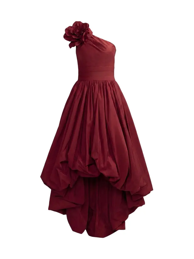 Women's 3D Flower Faille One-Shoulder High-Low Gown Women's 3D Flower Faille One-Shoulder High-Low Gown