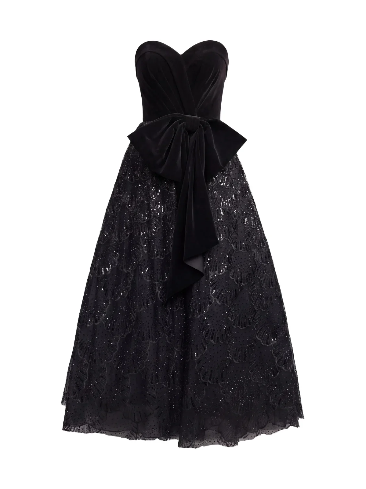 Mac Duggal Women's Sequined Strapless Velvet-Bow Midi Dress