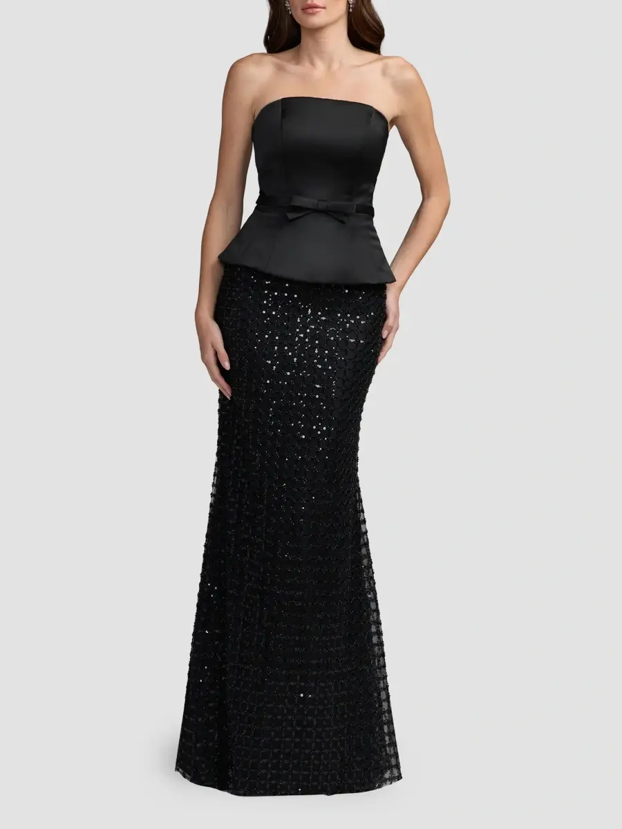 Mac Duggal Women's Sequined Satin Column Gown | Thumbnail 2 Mac Duggal Women's Sequined Satin Column Gown | Thumbnail 2