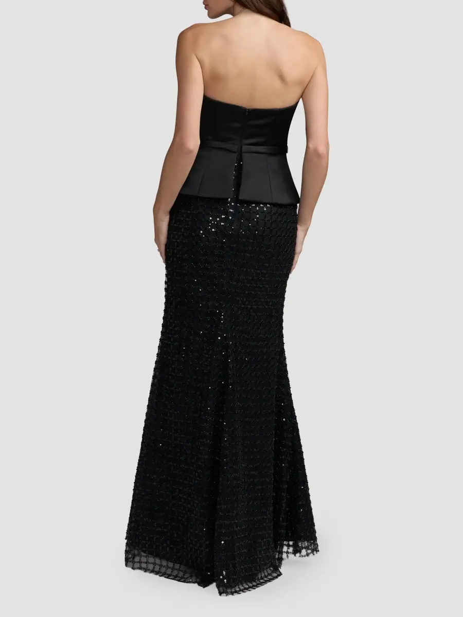 Mac Duggal Women's Sequined Satin Column Gown | Thumbnail 3 Mac Duggal Women's Sequined Satin Column Gown | Thumbnail 3