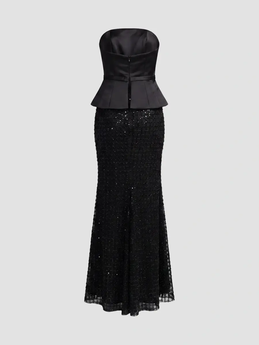 Mac Duggal Women's Sequined Satin Column Gown | Thumbnail 5 Mac Duggal Women's Sequined Satin Column Gown | Thumbnail 5