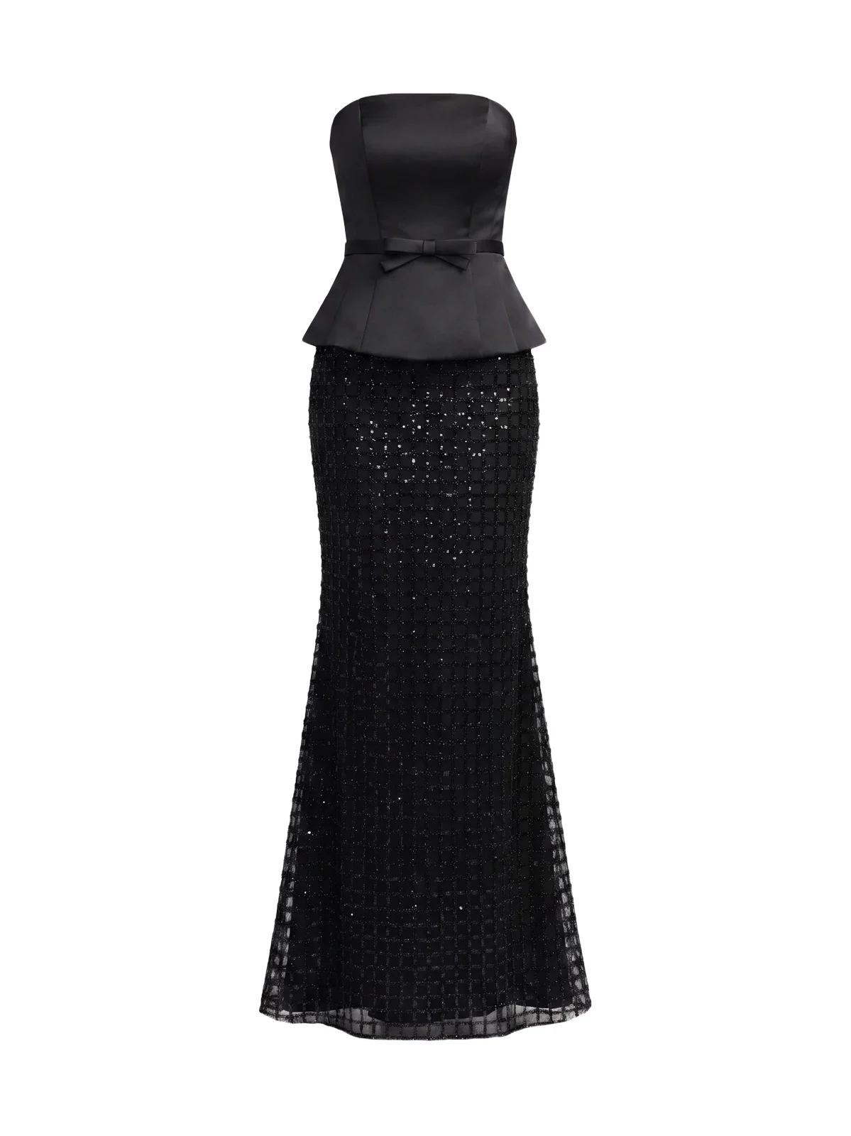 Women's Sequined Satin Column Gown