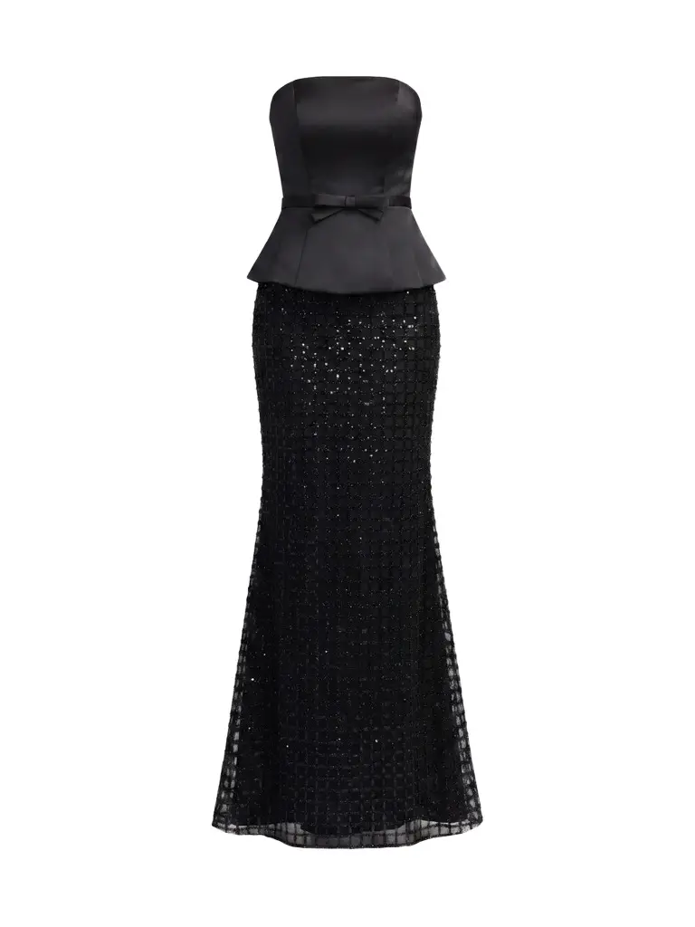 Mac Duggal Women's Sequined Satin Column Gown