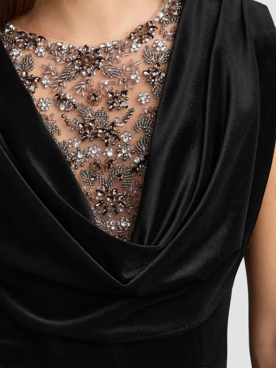 Mac Duggal Women's Beaded Velvet Cowl Gown | Thumbnail 5 Mac Duggal Women's Beaded Velvet Cowl Gown | Thumbnail 5