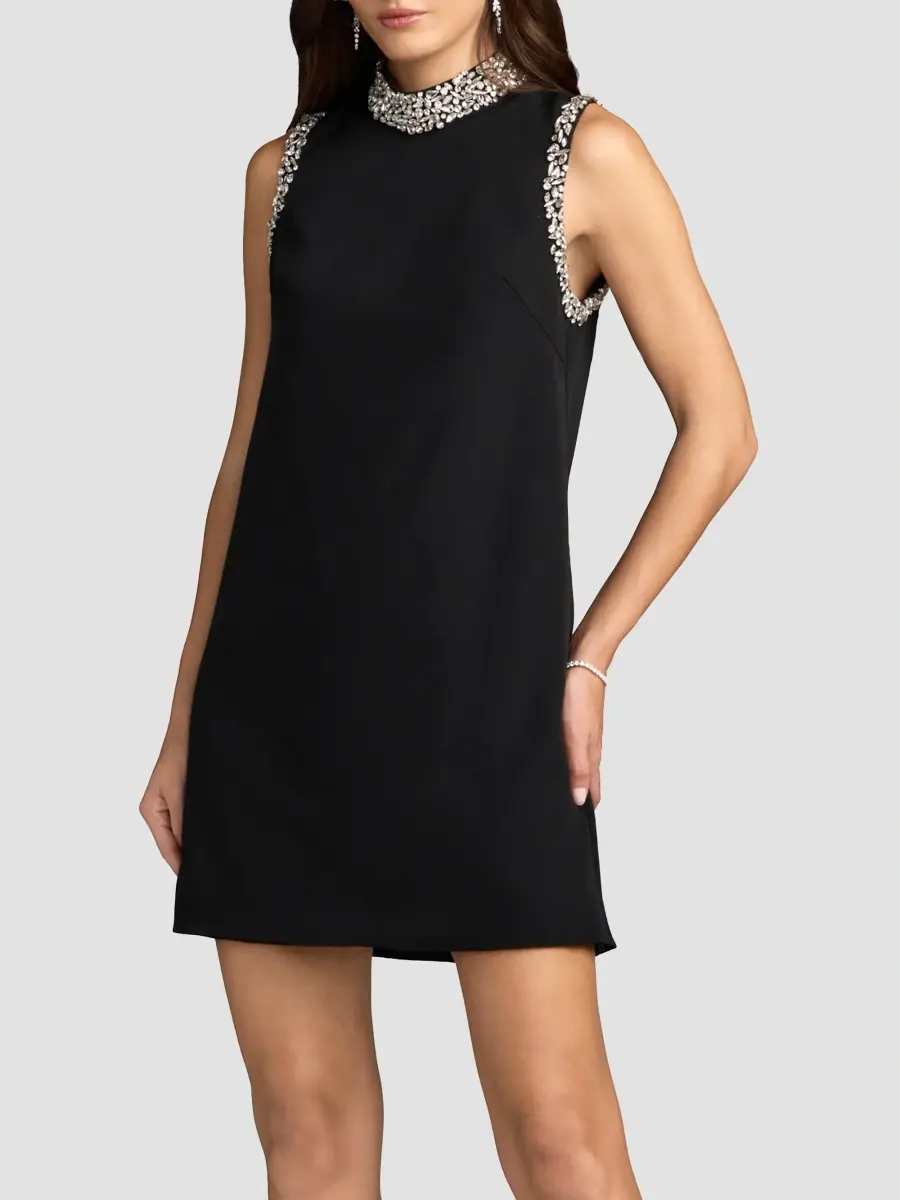 Mac Duggal Women's Beaded Crêpe Sleeveless Mini Dress | Thumbnail 2