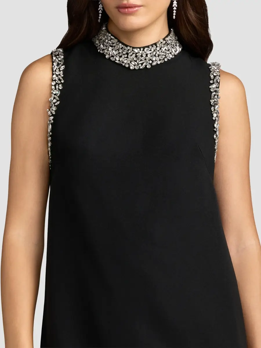 Mac Duggal Women's Beaded Crêpe Sleeveless Mini Dress | Thumbnail 4