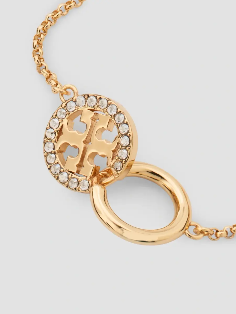 Tory Burch Women's Icon 18K-Gold-Plated & Crystal Interlocking Pendant Necklace | Thumbnail 4 Tory Burch Women's Icon 18K-Gold-Plated & Crystal Interlocking Pendant Necklace | Thumbnail 4