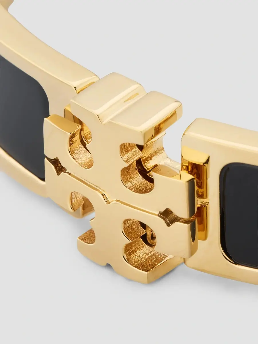 Tory Burch Women's Icon 18K-Gold-Plated & Enamel Bangle - Tory Gold Black | Thumbnail 4 Tory Burch Women's Icon 18K-Gold-Plated & Enamel Bangle - Tory Gold Black | Thumbnail 4