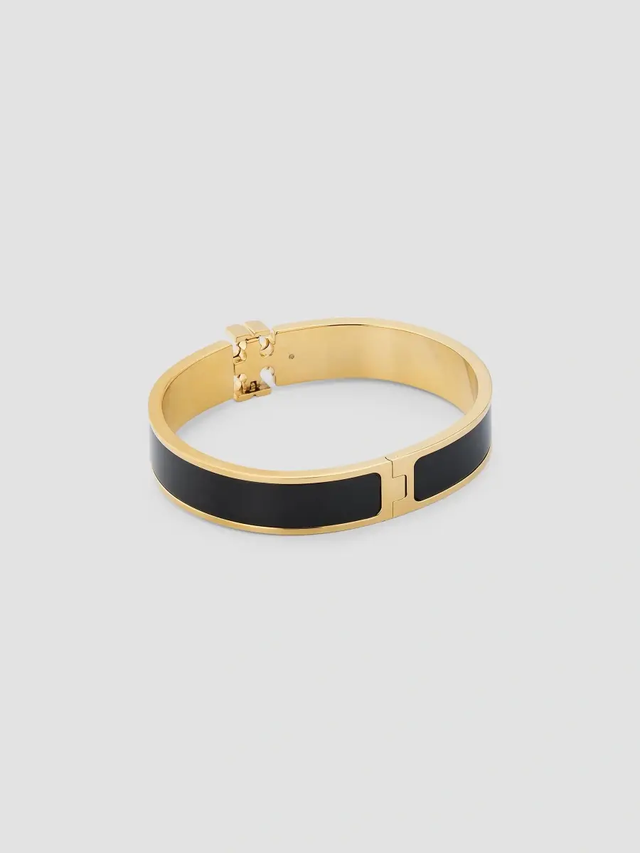 Tory Burch Women's Icon 18K-Gold-Plated & Enamel Bangle - Tory Gold Black | Thumbnail 5 Tory Burch Women's Icon 18K-Gold-Plated & Enamel Bangle - Tory Gold Black | Thumbnail 5
