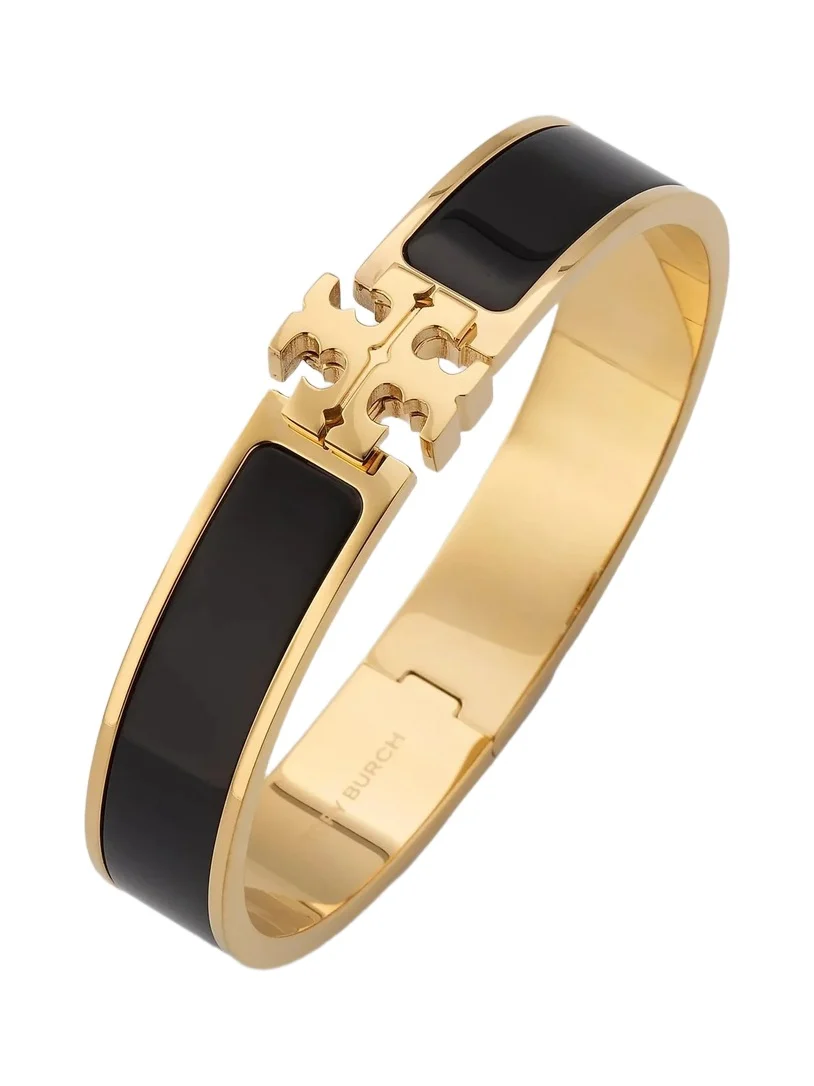 Women's Icon 18K-Gold-Plated & Enamel Bangle - Tory Gold Black