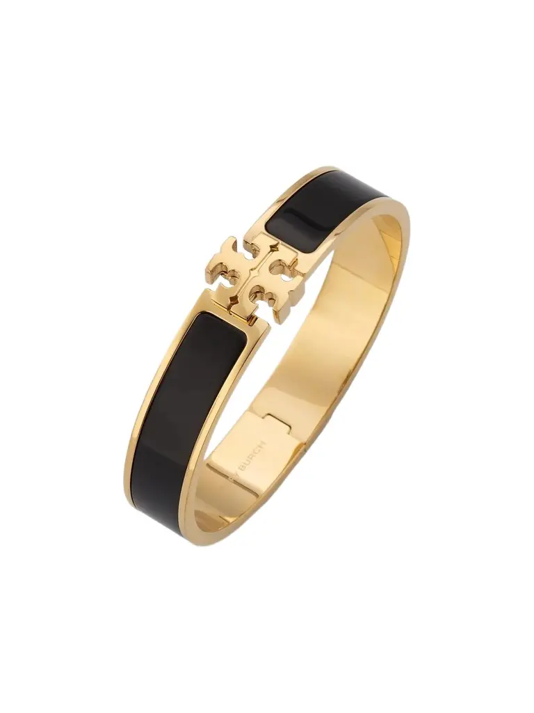 Women's Icon 18K-Gold-Plated & Enamel Bangle - Tory Gold Black Women's Icon 18K-Gold-Plated & Enamel Bangle - Tory Gold Black
