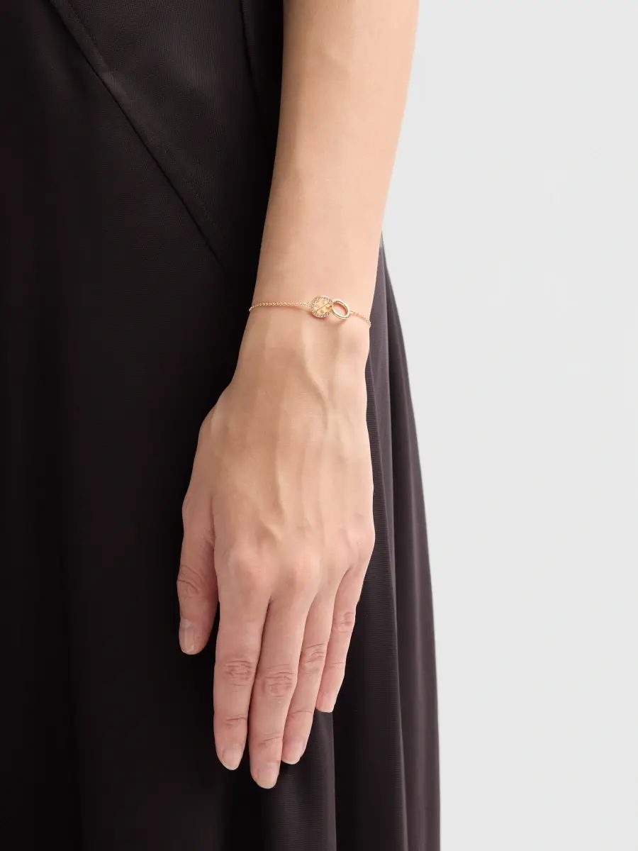 Tory Burch Women's Icon 18K-Gold-Plated & Crystal Interlocking Charm Bracelet | Thumbnail 2 Tory Burch Women's Icon 18K-Gold-Plated & Crystal Interlocking Charm Bracelet | Thumbnail 2