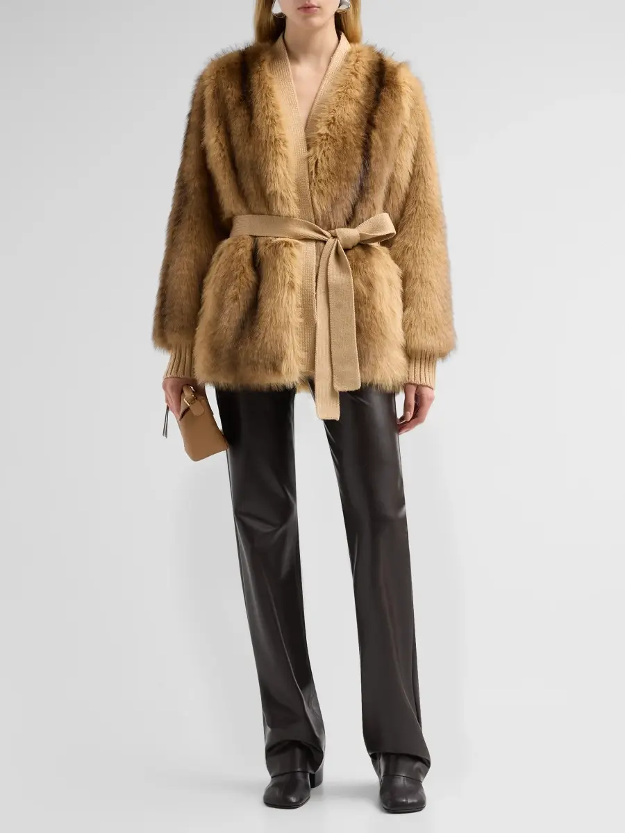 Generation Love Women's Heloise Faux-Fur Belted Wrap Coat | Thumbnail 2 Generation Love Women's Heloise Faux-Fur Belted Wrap Coat | Thumbnail 2