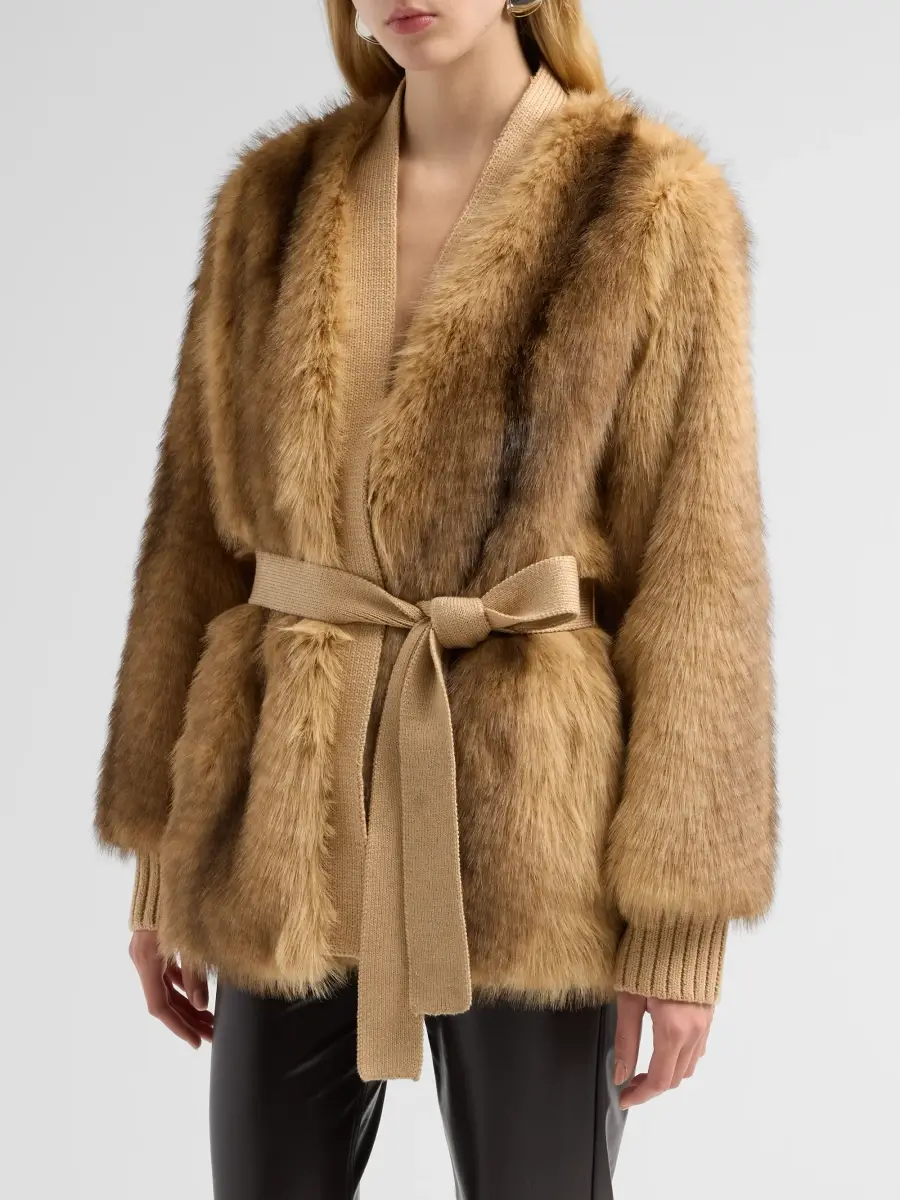 Generation Love Women's Heloise Faux-Fur Belted Wrap Coat | Thumbnail 4 Generation Love Women's Heloise Faux-Fur Belted Wrap Coat | Thumbnail 4
