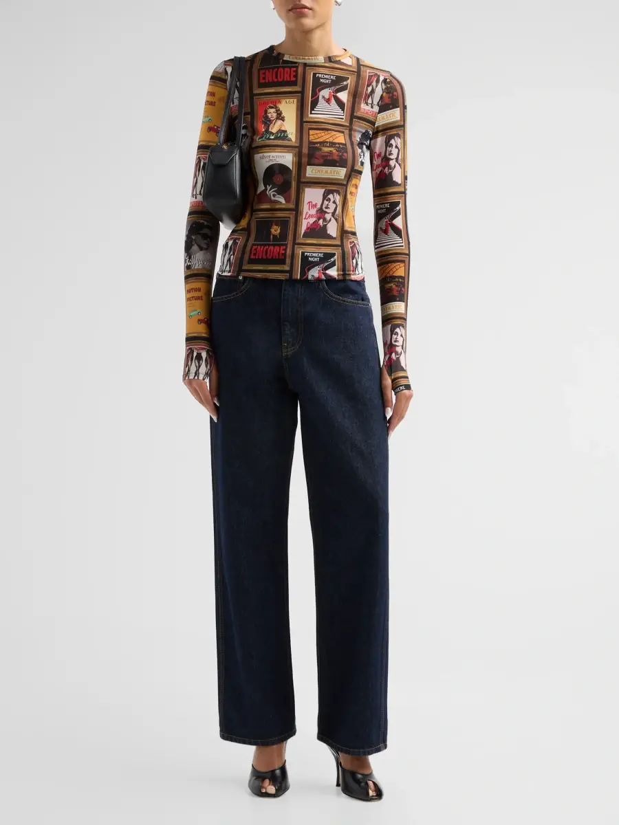 Alice + Olivia Women's Delaina Printed Long-Sleeve Crewneck Top | Thumbnail 2 Alice + Olivia Women's Delaina Printed Long-Sleeve Crewneck Top | Thumbnail 2