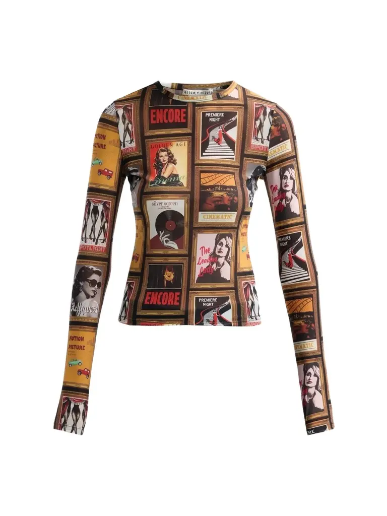Women's Delaina Printed Long-Sleeve Crewneck Top Women's Delaina Printed Long-Sleeve Crewneck Top