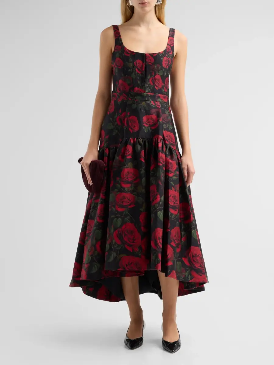 Alice + Olivia Women's Diana Structured Midi Dress | Thumbnail 2 Alice + Olivia Women's Diana Structured Midi Dress | Thumbnail 2