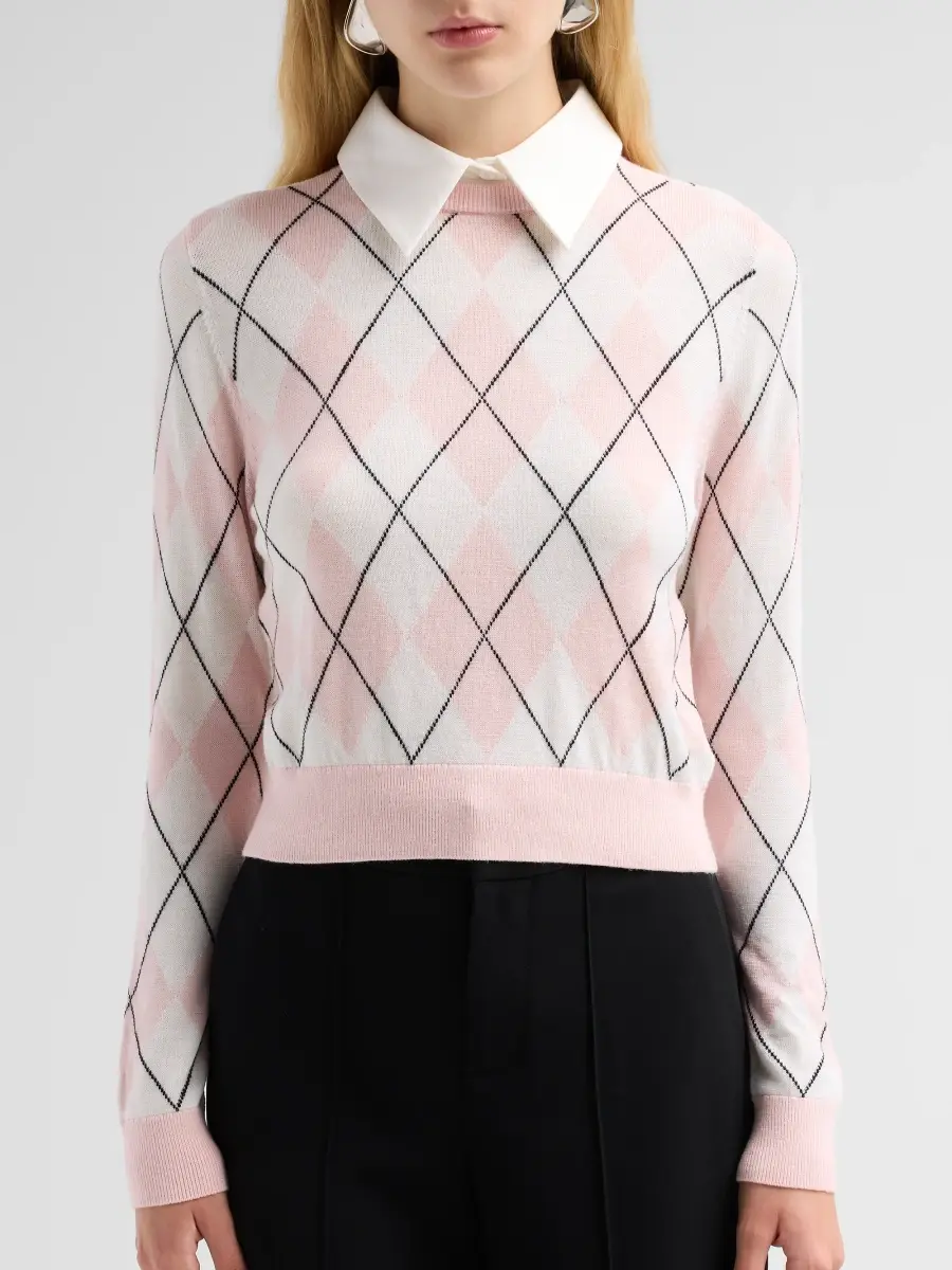 Alice + Olivia Women's Carolann Argyle Wool-Blend Sweater | Thumbnail 5 Alice + Olivia Women's Carolann Argyle Wool-Blend Sweater | Thumbnail 5