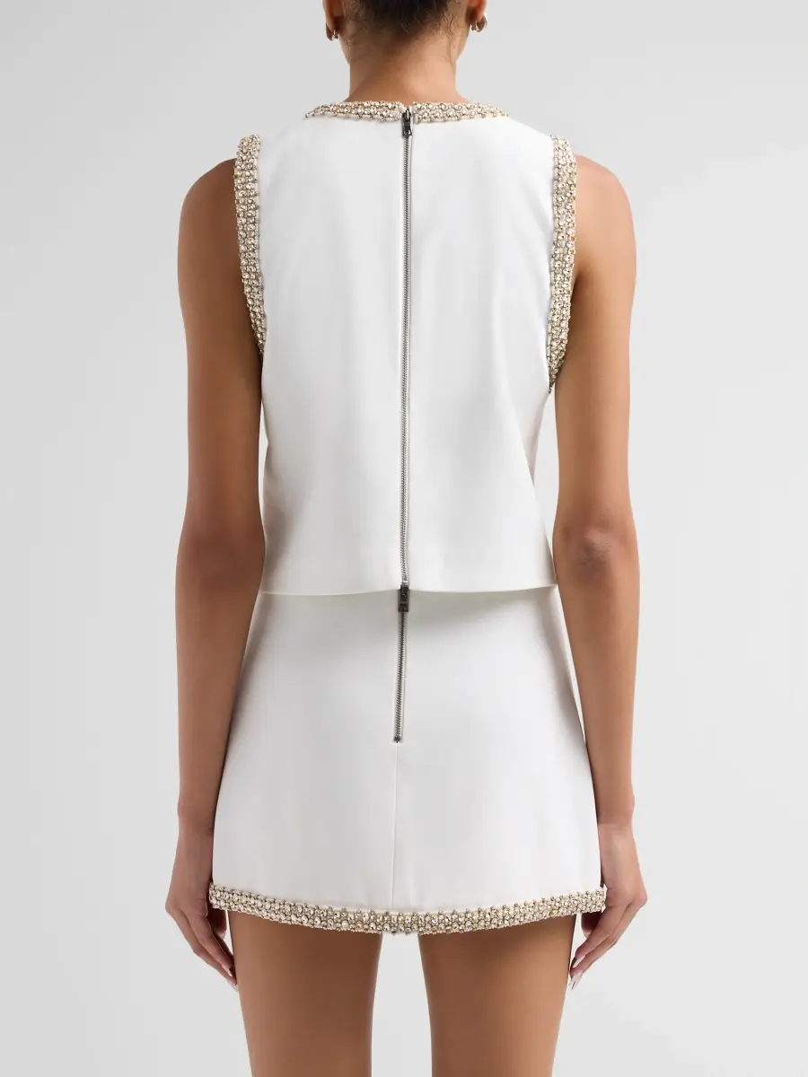 Alice + Olivia Women's Amal Embellished-Trim Boxy Tank | Thumbnail 3