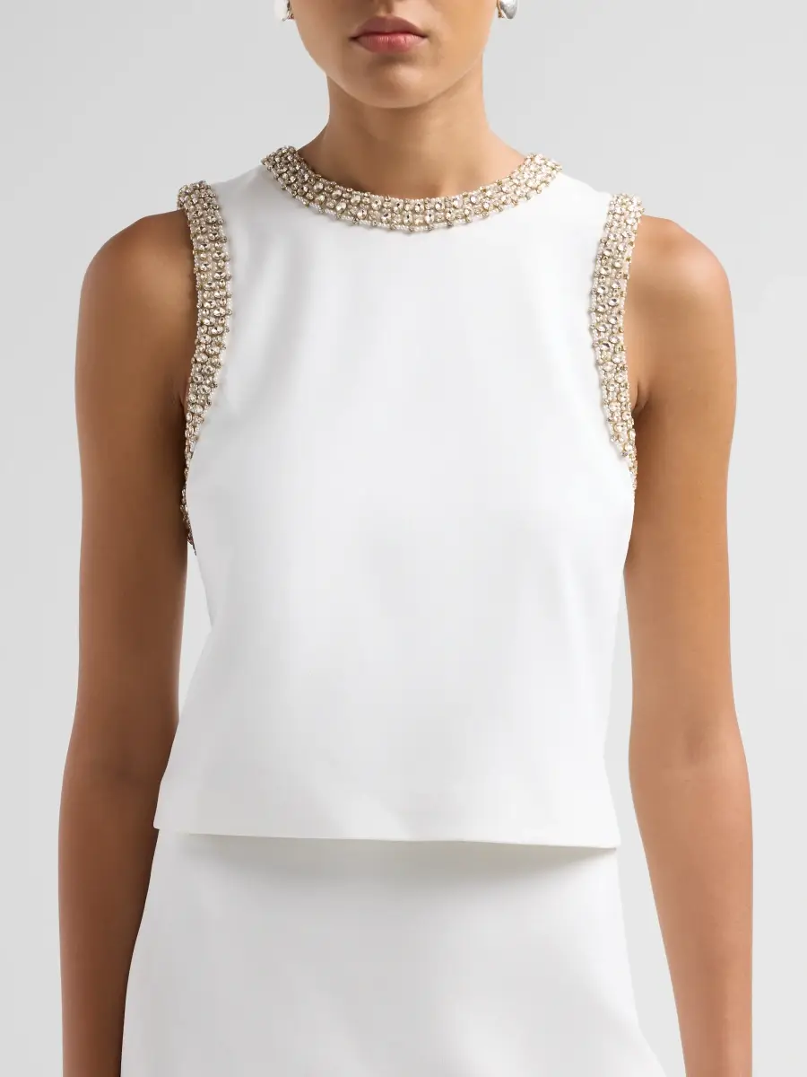 Alice + Olivia Women's Amal Embellished-Trim Boxy Tank | Thumbnail 5