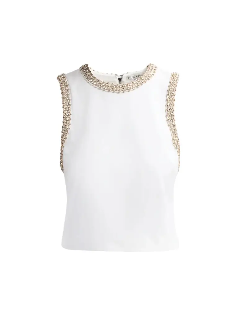 Alice + Olivia Women's Amal Embellished-Trim Boxy Tank