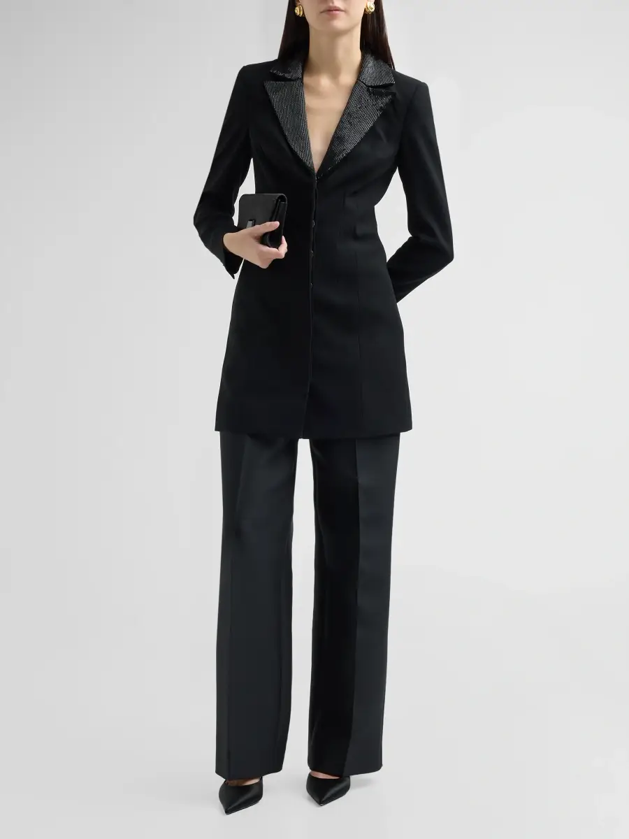 Alice + Olivia Women's Amanza Embellished Tuxedo Mini Dress | Thumbnail 2 Alice + Olivia Women's Amanza Embellished Tuxedo Mini Dress | Thumbnail 2
