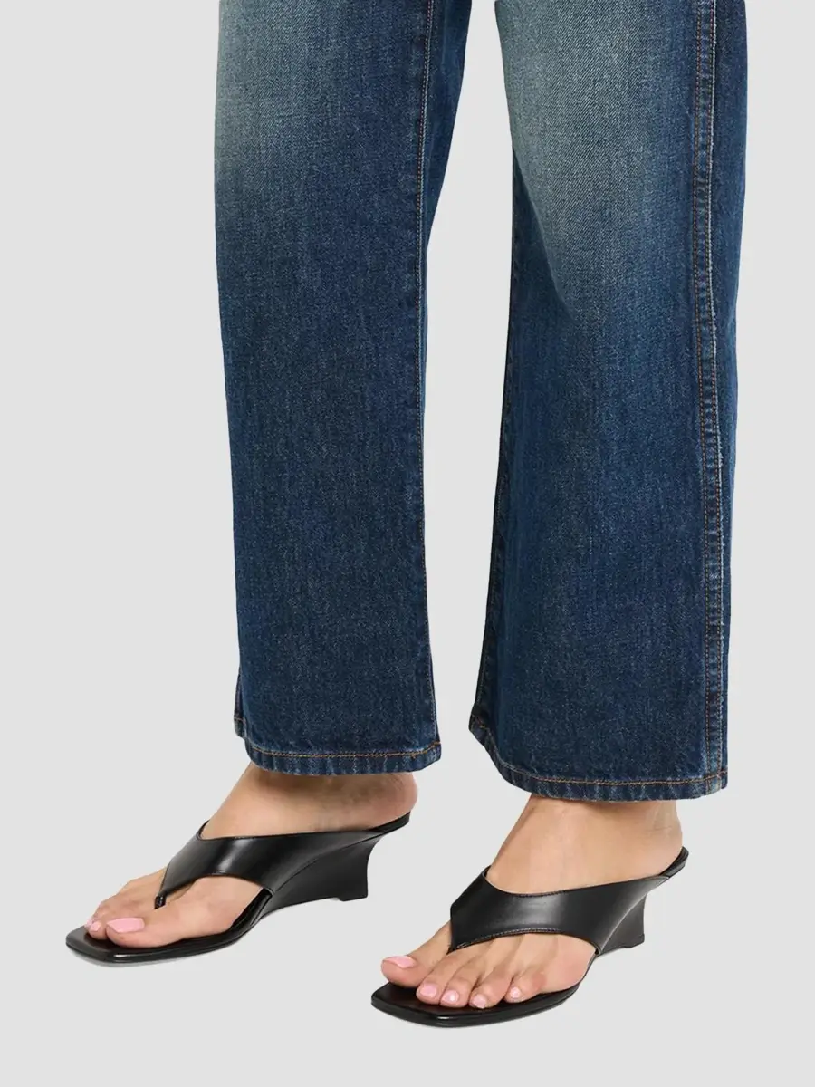 Stuart Weitzman Women's Vinnie 50MM Leather Wedge Thong Sandals | Thumbnail 2 Stuart Weitzman Women's Vinnie 50MM Leather Wedge Thong Sandals | Thumbnail 2