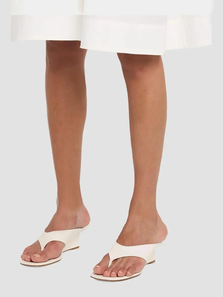 Stuart Weitzman Women's Vinnie 50MM Leather Wedge Thong Sandals | Thumbnail 2 Stuart Weitzman Women's Vinnie 50MM Leather Wedge Thong Sandals | Thumbnail 2