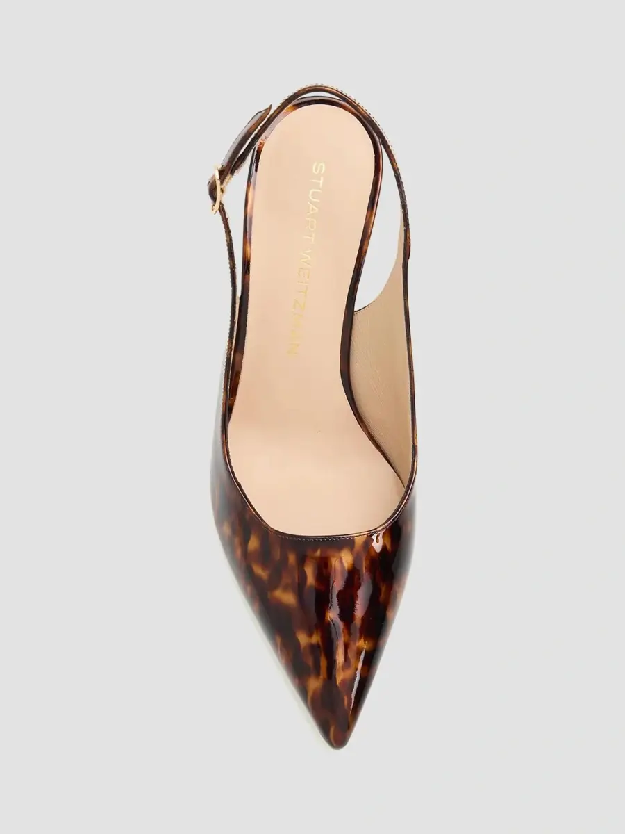 Stuart Weitzman Women's Stuart Power 75MM Tortoiseshell Patent Leather Slingback Pumps | Thumbnail 5 Stuart Weitzman Women's Stuart Power 75MM Tortoiseshell Patent Leather Slingback Pumps | Thumbnail 5