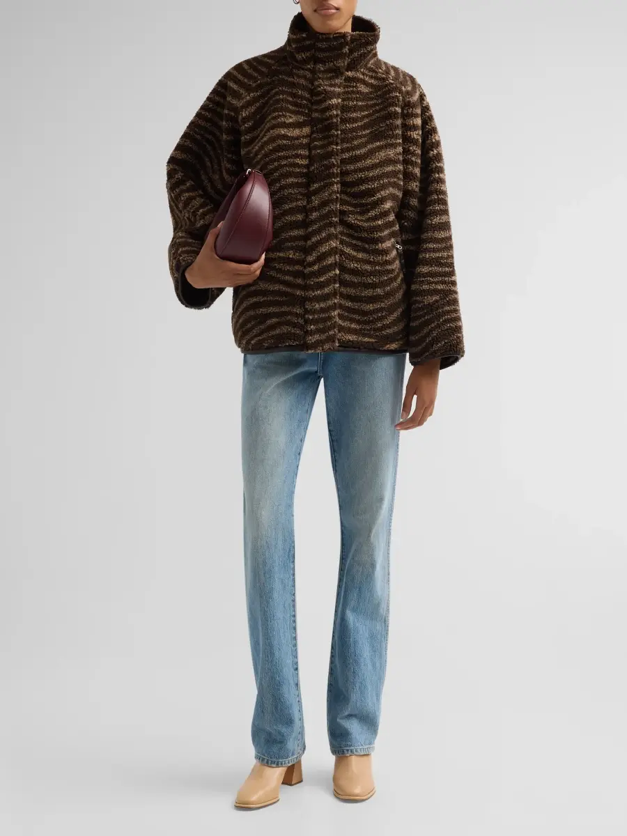 rag & bone Women's Sun Zebra-Print Sherpa Funnel Neck Jacket | Thumbnail 2 rag & bone Women's Sun Zebra-Print Sherpa Funnel Neck Jacket | Thumbnail 2