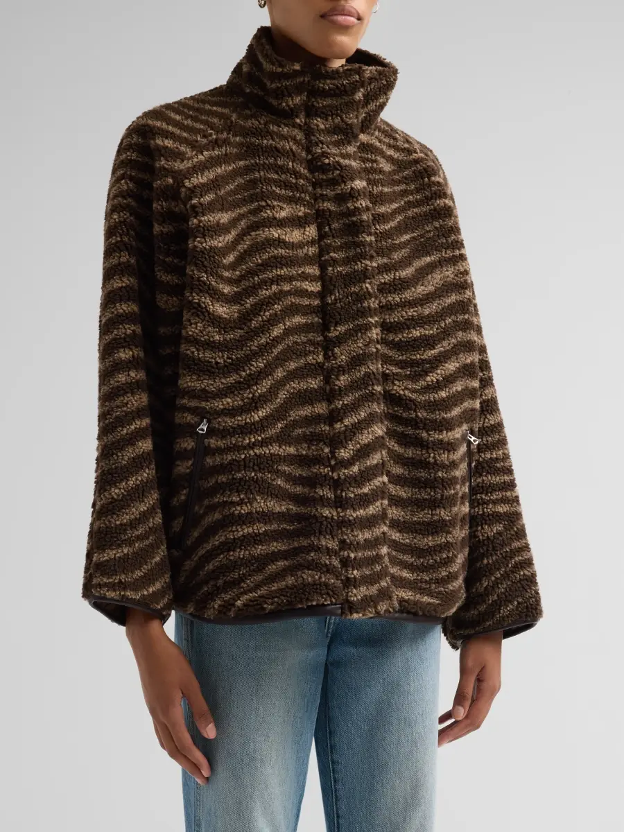rag & bone Women's Sun Zebra-Print Sherpa Funnel Neck Jacket | Thumbnail 4 rag & bone Women's Sun Zebra-Print Sherpa Funnel Neck Jacket | Thumbnail 4