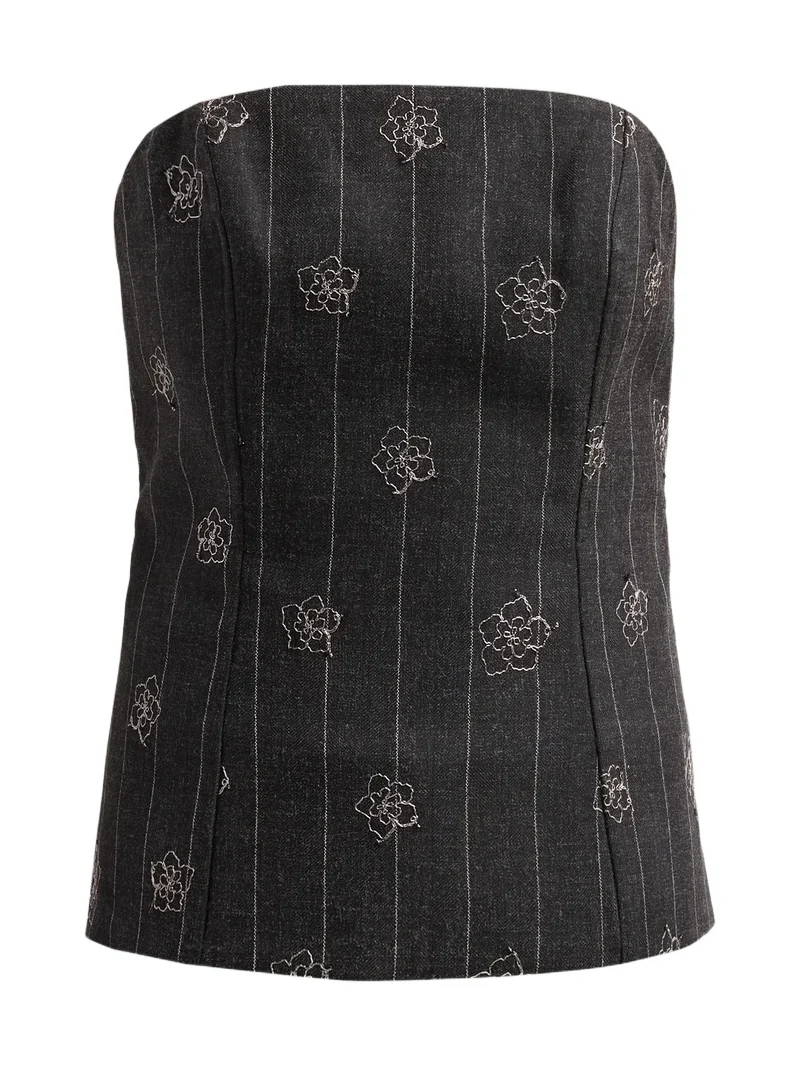 Milly Women's Aiden Embroidered Strapless Top